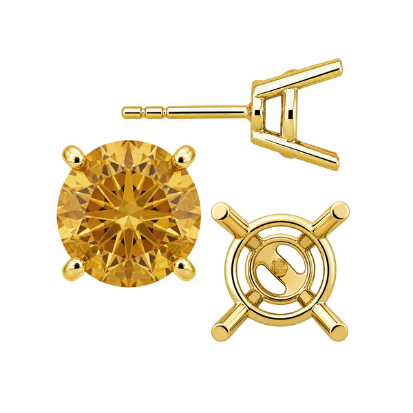 Round Four Prong Heavy Weight Basket Earrings with Push Post
