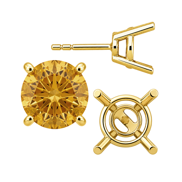 Round Four Prong Heavy Weight Basket Earrings with Push Post