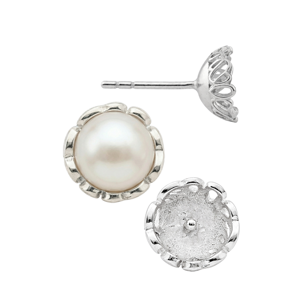 ITI NYC Fancy Pearl Cup Earrings (Metal Mold)