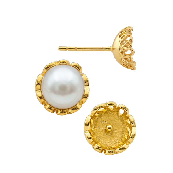 ITI NYC Fancy Pearl Cup Earrings (Metal Mold)