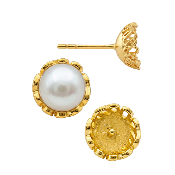 ITI NYC Fancy Pearl Cup Earrings (Metal Mold)