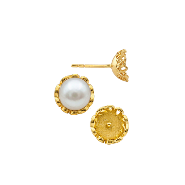 ITI NYC Fancy Pearl Cup Earrings (Metal Mold)