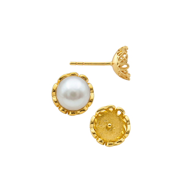 ITI NYC Fancy Pearl Cup Earrings (Metal Mold)