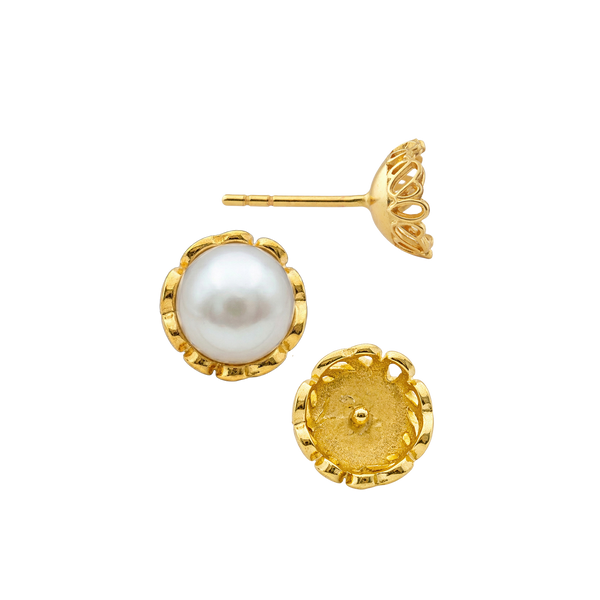 ITI NYC Fancy Pearl Cup Earrings (Metal Mold)