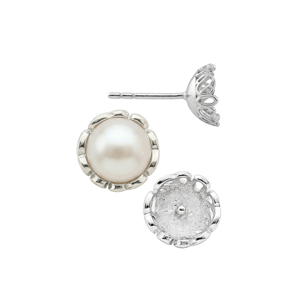 ITI NYC Fancy Pearl Cup Earrings (Metal Mold)