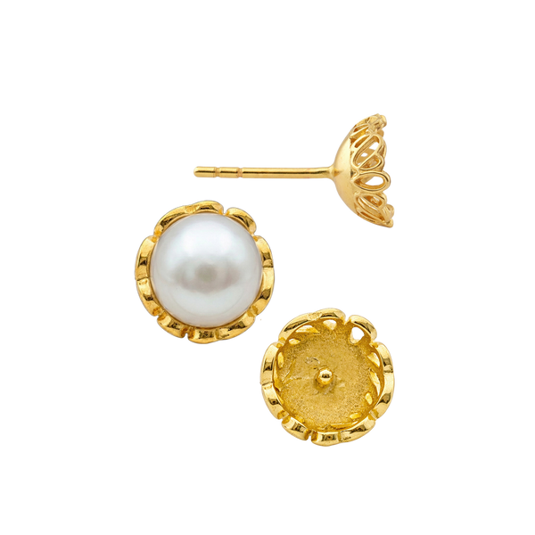ITI NYC Fancy Pearl Cup Earrings (Metal Mold)