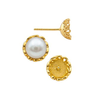 ITI NYC Fancy Pearl Cup Earrings (Metal Mold)
