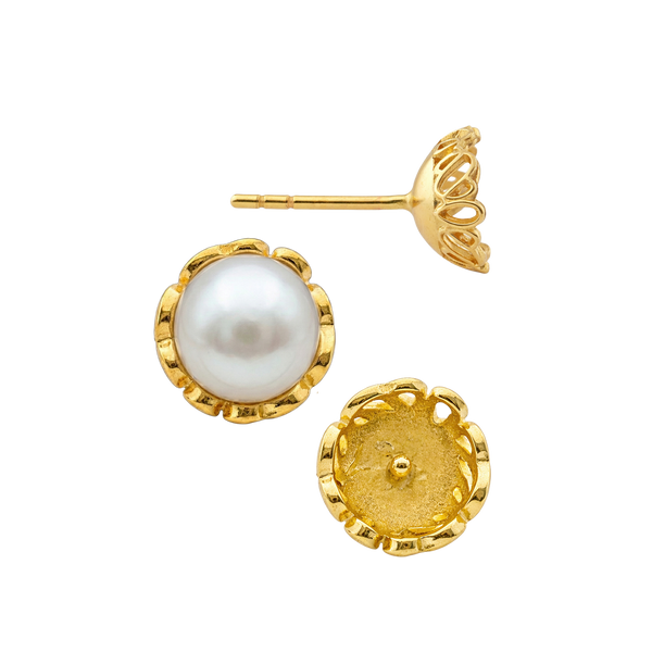 ITI NYC Fancy Pearl Cup Earrings (Metal Mold)