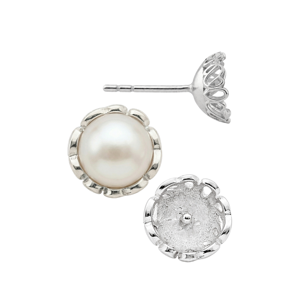 ITI NYC Fancy Pearl Cup Earrings (Metal Mold)