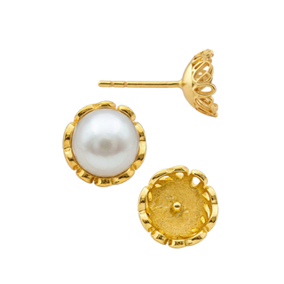 ITI NYC Fancy Pearl Cup Earrings (Metal Mold)