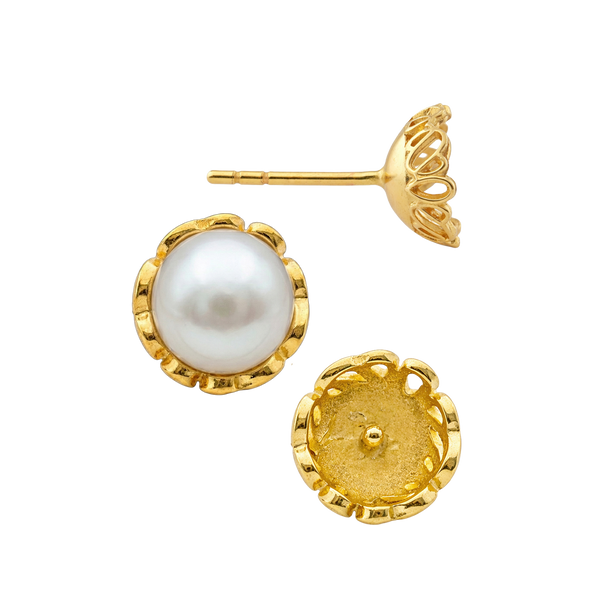 ITI NYC Fancy Pearl Cup Earrings (Metal Mold)