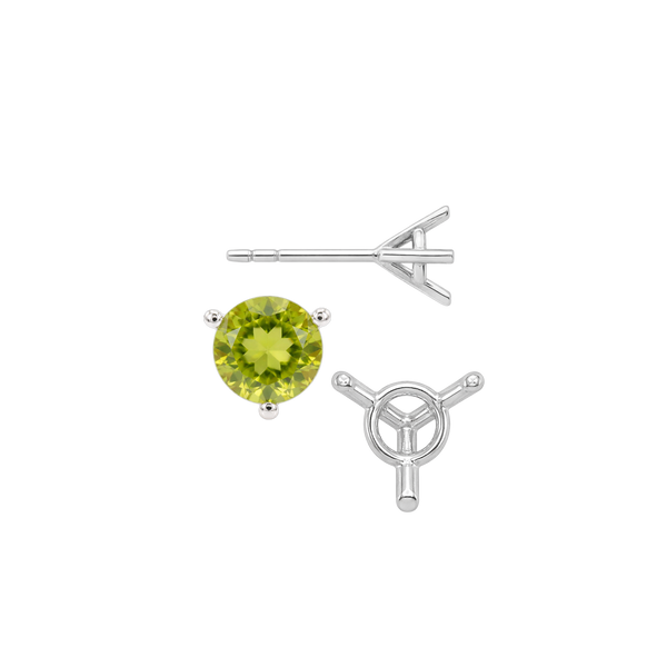 Round Three Prong Martini Earrings with Push Post