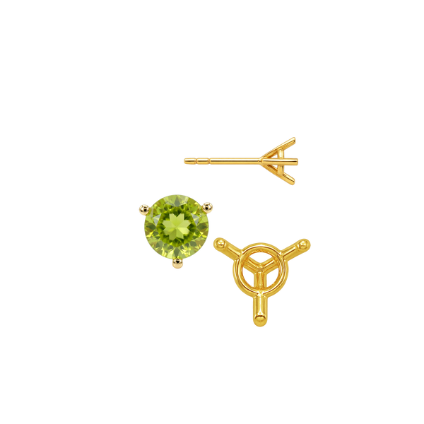 Round Three Prong Martini Earrings with Push Post