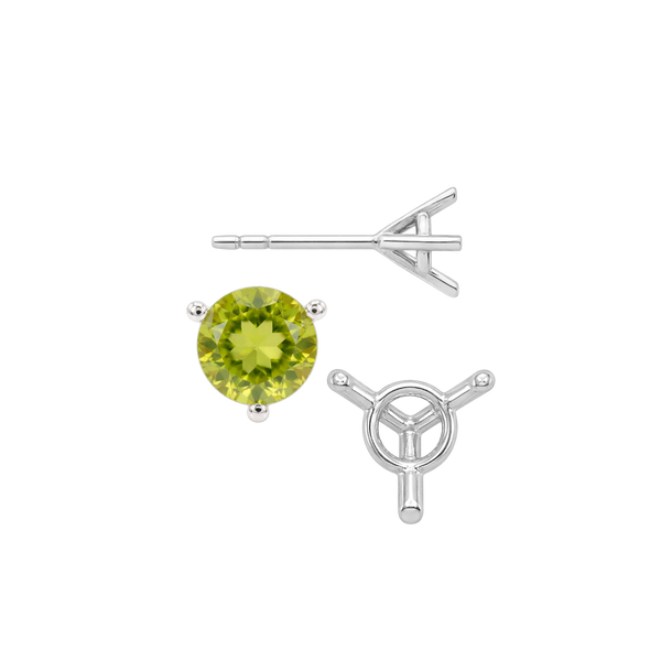 Round Three Prong Martini Earrings with Push Post