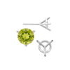 Round Three Prong Martini Earrings with Push Post