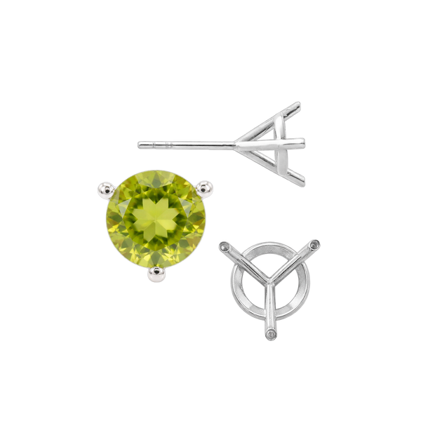 Round Three Prong Martini Earrings with Push Post