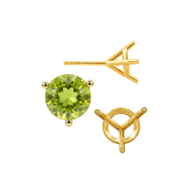Round Three Prong Martini Earrings with Push Post