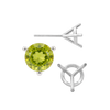 Round Three Prong Martini Earrings with Push Post