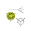 Round Three Prong Martini Earrings with Push Post