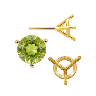 Round Three Prong Martini Earrings with Push Post