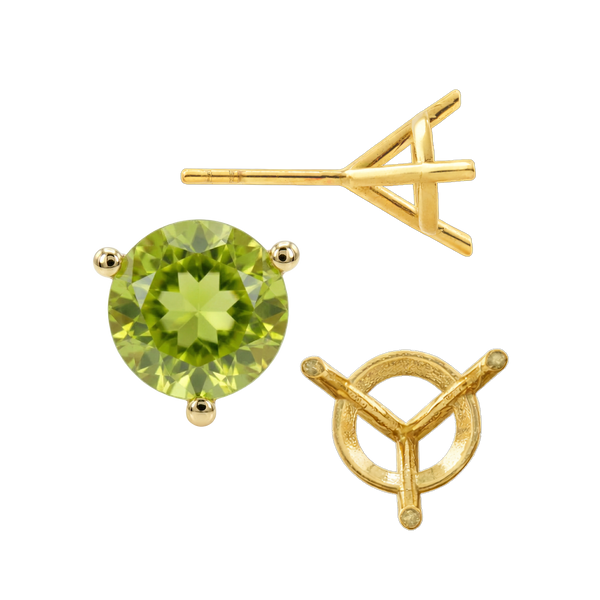 Round Three Prong Martini Earrings with Push Post