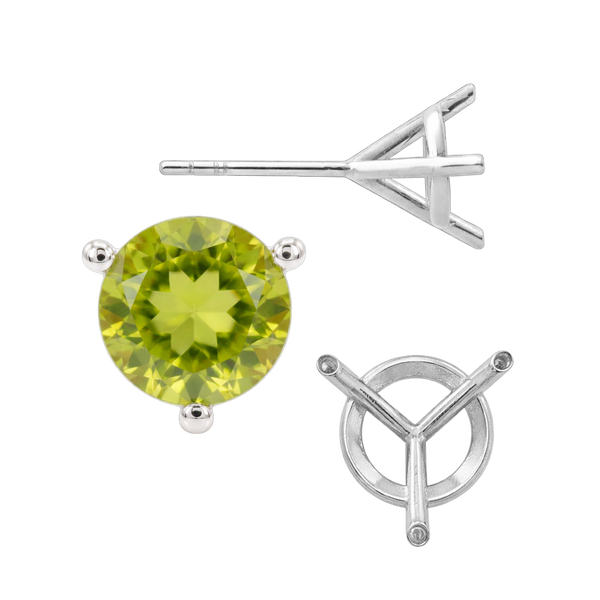 Round Three Prong Martini Earrings with Push Post