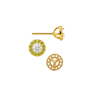 Round Three Prong Halo Earrings with Push Post