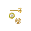 Round Three Prong Halo Earrings with Push Post