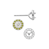 Round Three Prong Halo Earrings with Push Post