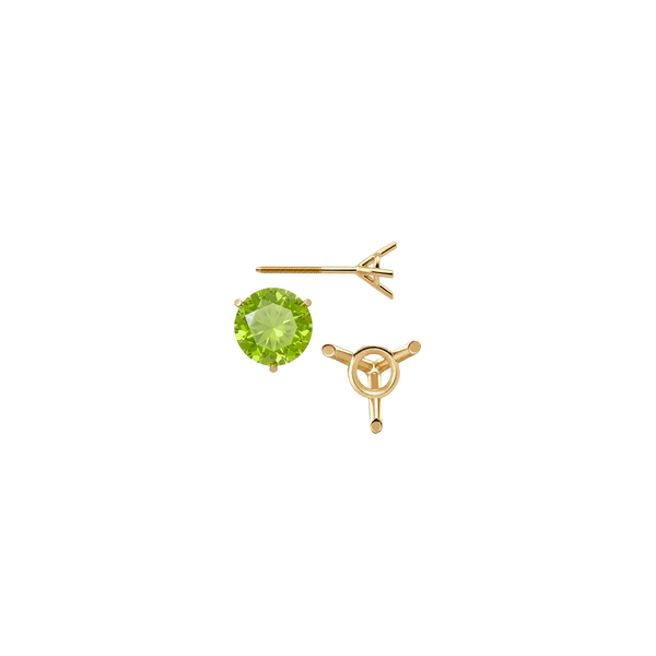 Round Three Prong Martini Earrings with Screw Post