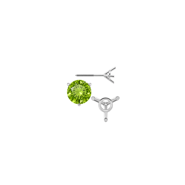 Round Three Prong Martini Earrings with Screw Post