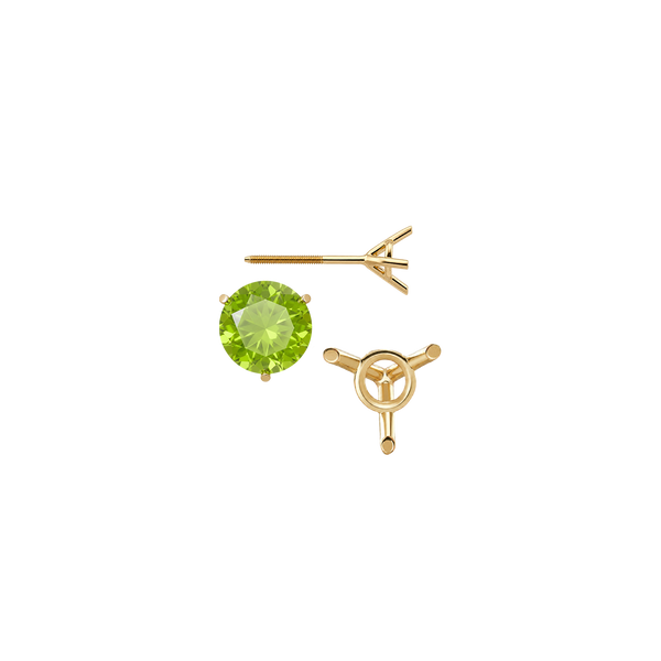 Round Three Prong Martini Earrings with Screw Post