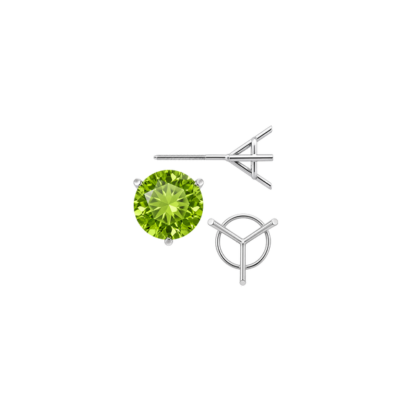 Round Three Prong Martini Earrings with Screw Post
