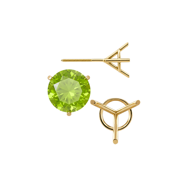 Round Three Prong Martini Earrings with Screw Post