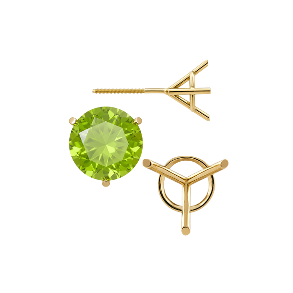 Round Three Prong Martini Earrings with Screw Post