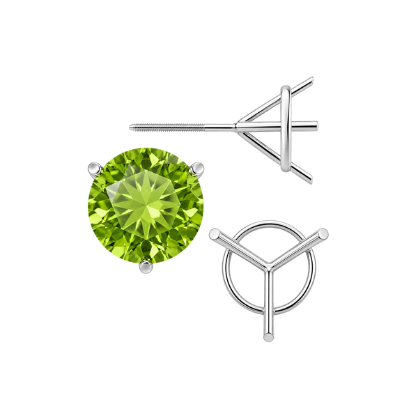 Round Three Prong Martini Earrings with Screw Post