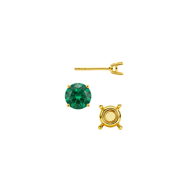 Round Four Prong Standard Weight Basket Earrings with Push Post