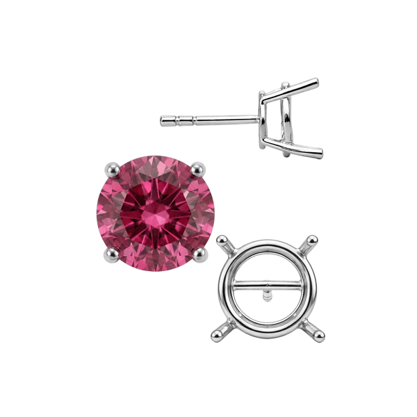 Round Four Prong Standard Weight Basket Earrings with Push Post