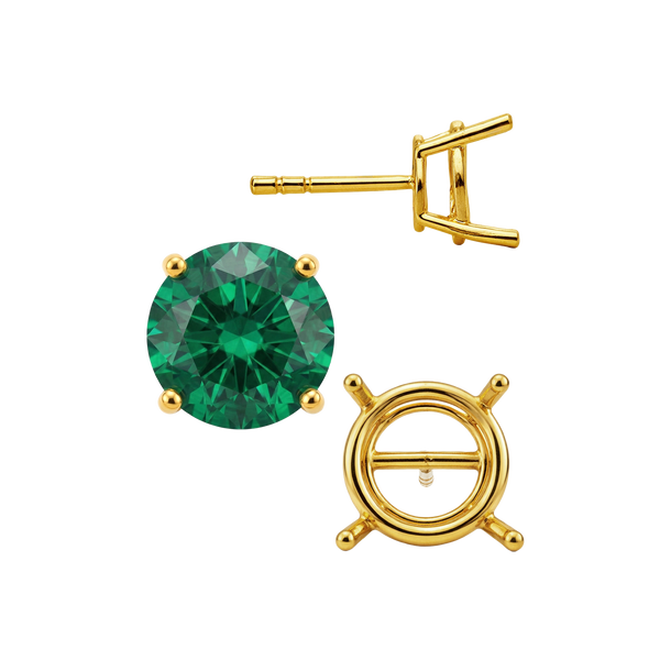 Round Four Prong Standard Weight Basket Earrings with Push Post