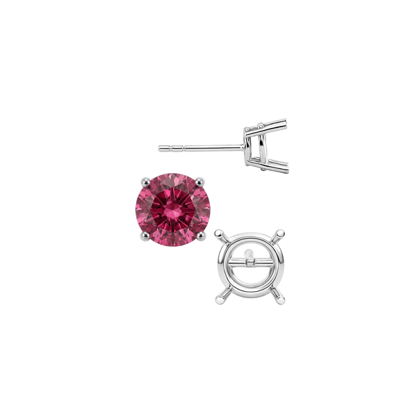 Round Four Prong Standard Weight Basket Earrings with Push Post