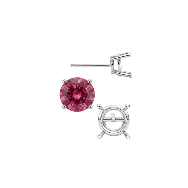 Round Four Prong Standard Weight Basket Earrings with Push Post