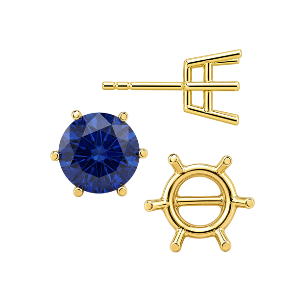 Round Six Prong Basket Earrings with Push Post