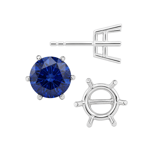 Round Six Prong Basket Earrings with Push Post