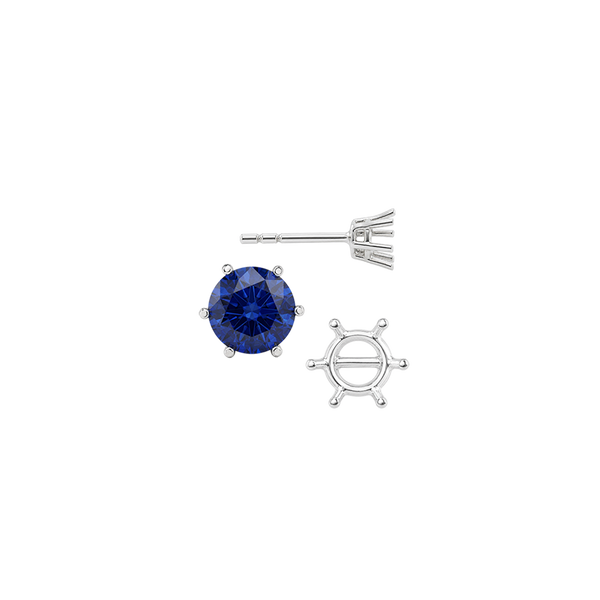 Round Six Prong Basket Earrings with Push Post