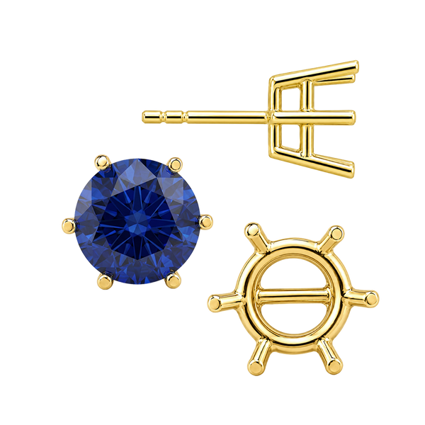 Round Six Prong Basket Earrings with Push Post