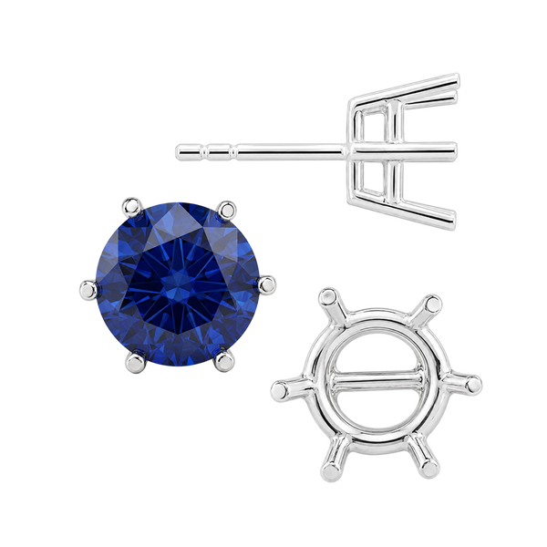 Round Six Prong Basket Earrings with Push Post