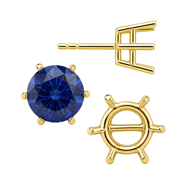 Round Six Prong Basket Earrings with Push Post