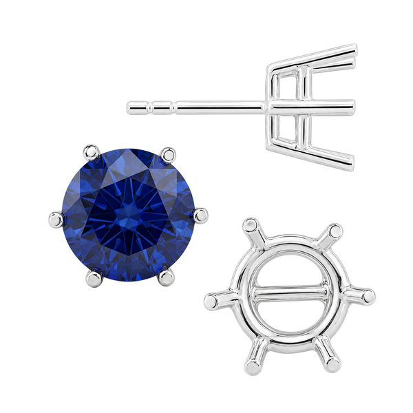 Round Six Prong Basket Earrings with Push Post