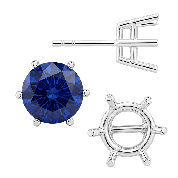 Round Six Prong Basket Earrings with Push Post