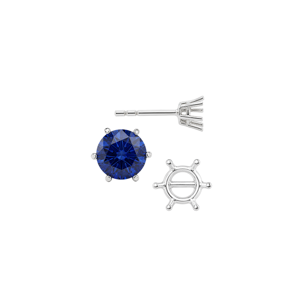 Round Six Prong Basket Earrings with Push Post